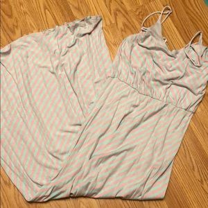 Baby blue and pink maxi dress